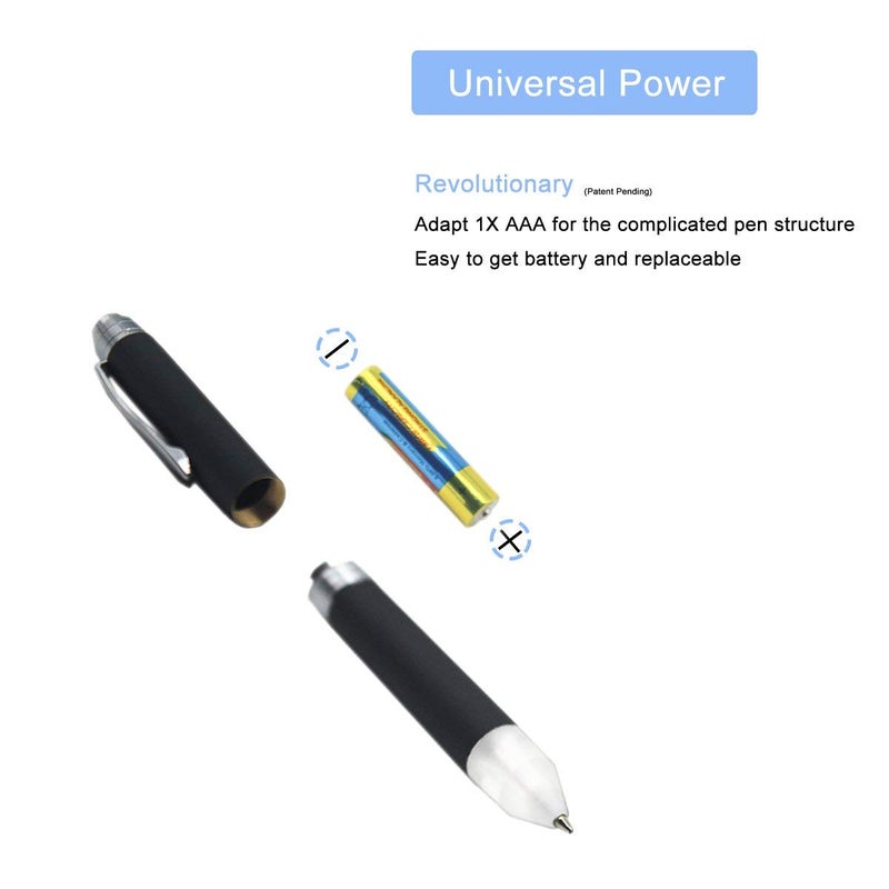 Yacig Light Up Pen, Intellectual LED Pen Light for Night Writing, Two Brightness Settings, 1x AAA Battery Powered, Easy to Operate Pack of 2 - White - Image 3